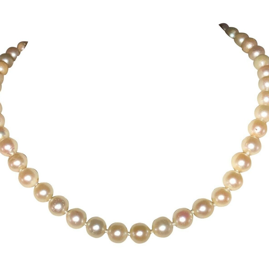 14 Kt Gold Creamy White Cultured Pearl Necklace